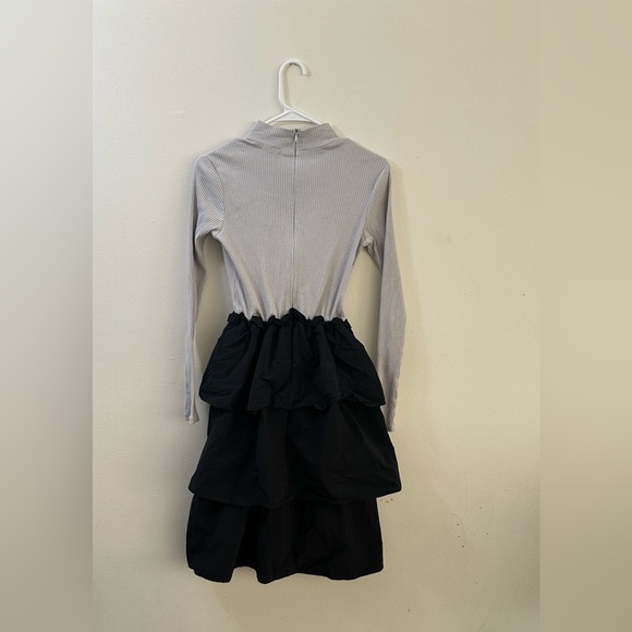 Gray Black Ribbed Ruffle Dress - Picture 3 of 3